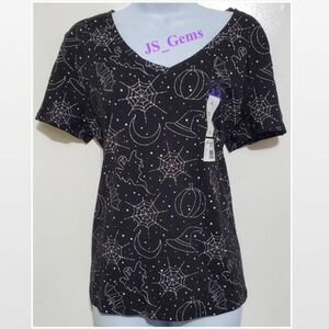 New Black & White Halloween V-neck Top